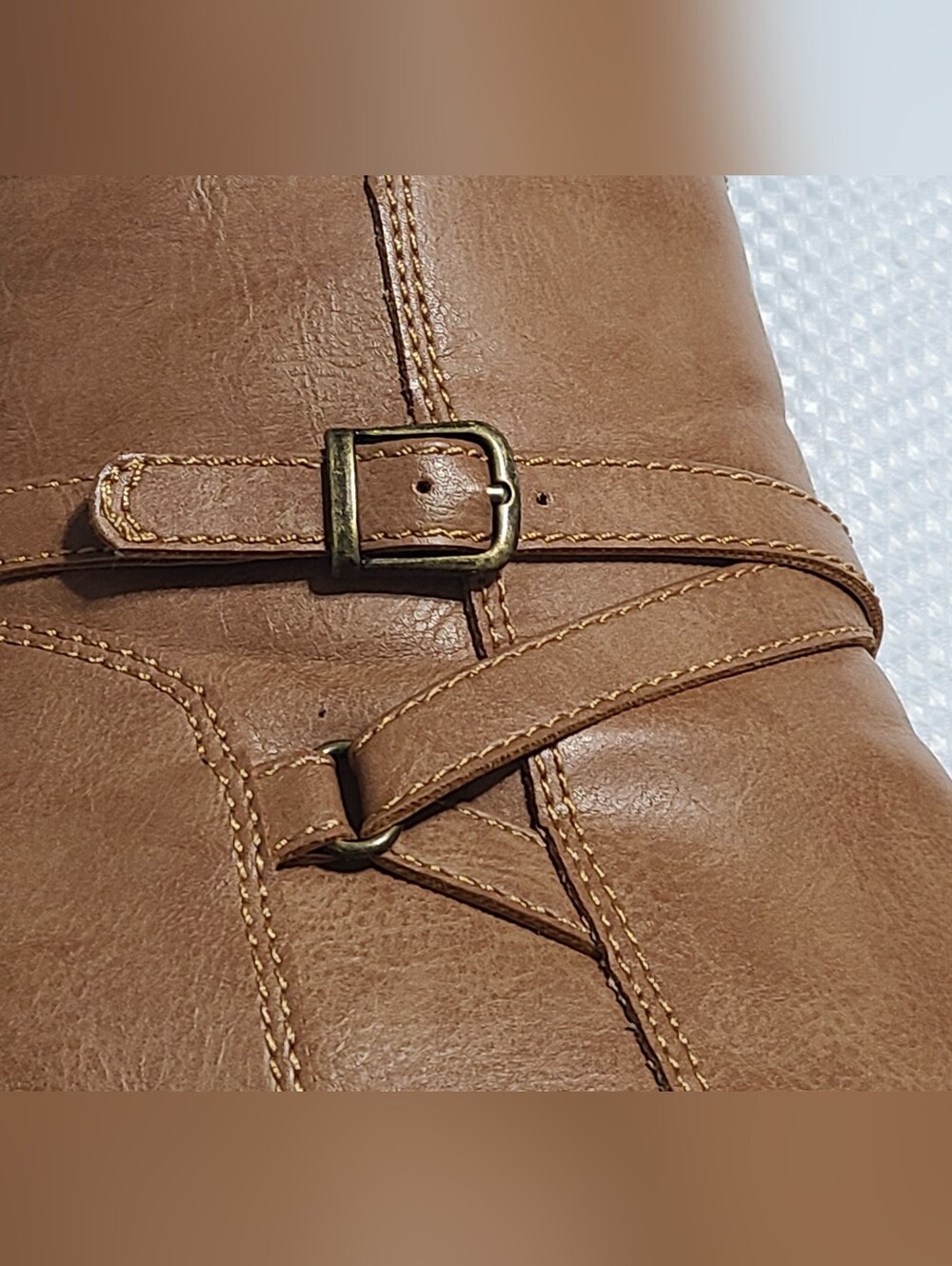 FRYE AND CO. Audrey Brown Leather Strap Ankle Booties with Side Zip Moto Riding - Picture 11 of 15